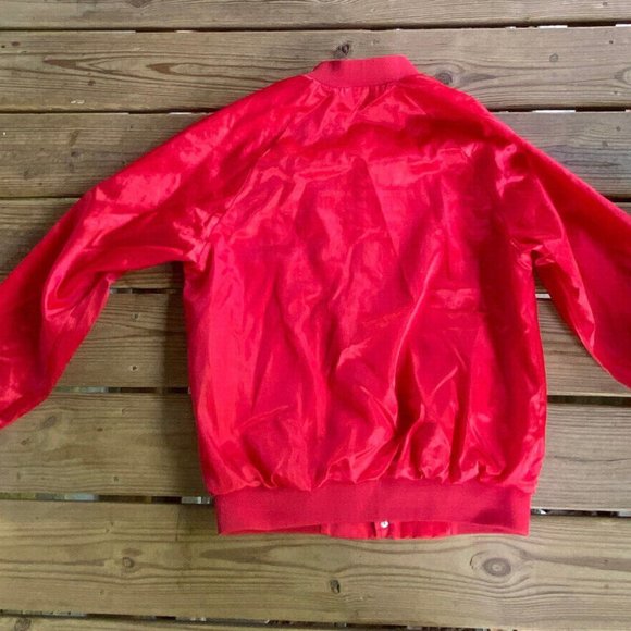CARDINAL Vintage 50's 60's USA Made RED Satin Jacket Lined Windbreaker Sz.Large - Picture 4 of 15